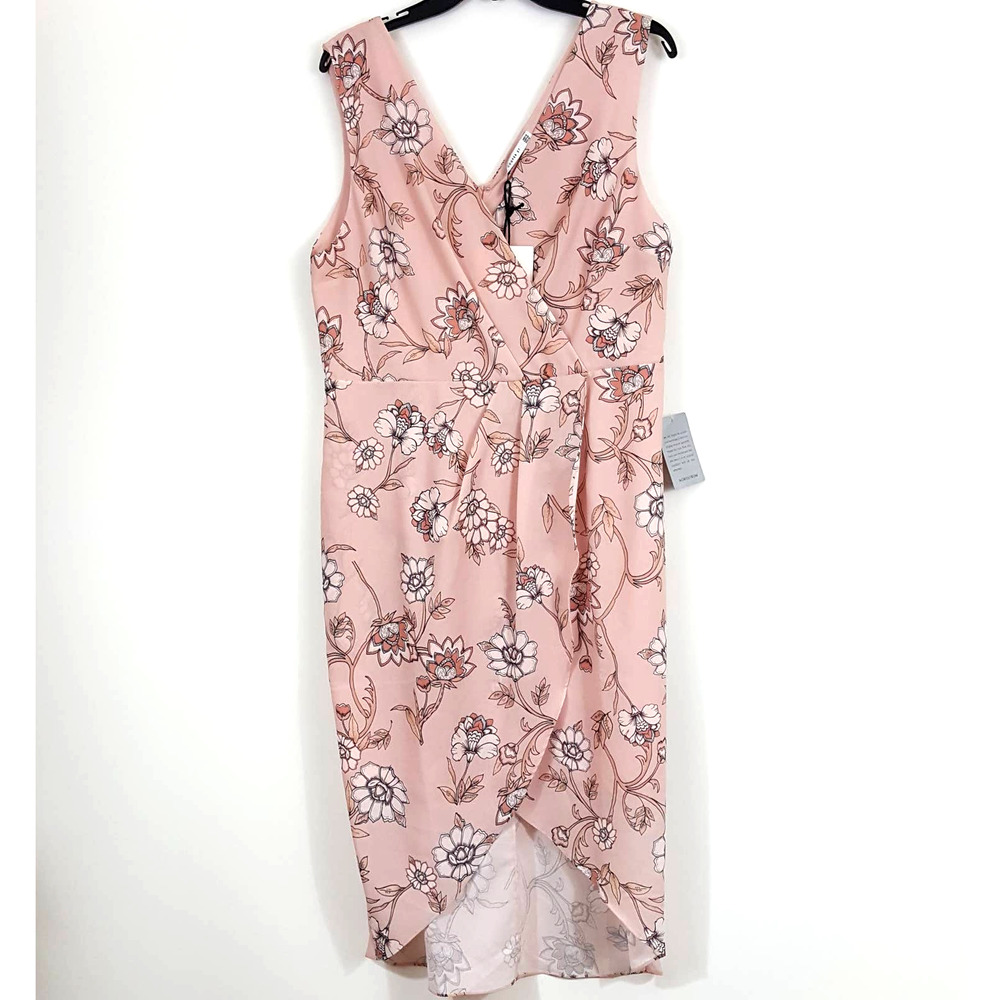 Cooper St NWT Pink Floral Surplice Tulip Hem Dress Women's 12